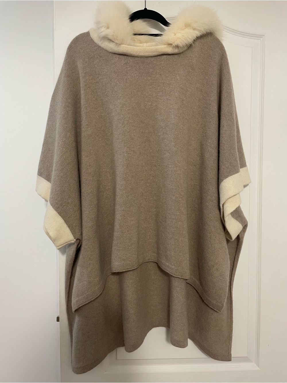Mitchie’s 100% Wool Poncho with Fur Trim
